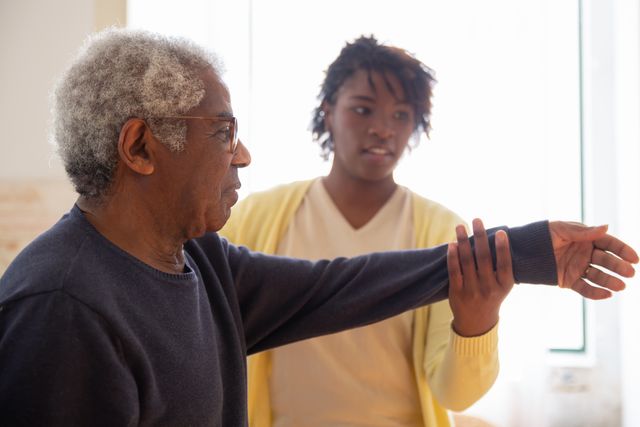Preparing healthy meals with resident